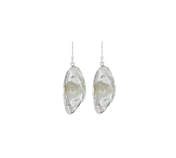 A photo of the Oval Base Mother of Pearl Earrings product
