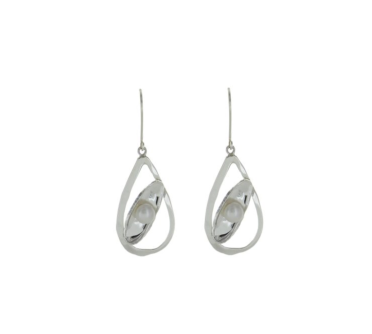 A photo of the Lever Back Mother of Pearl Drop Earrings product
