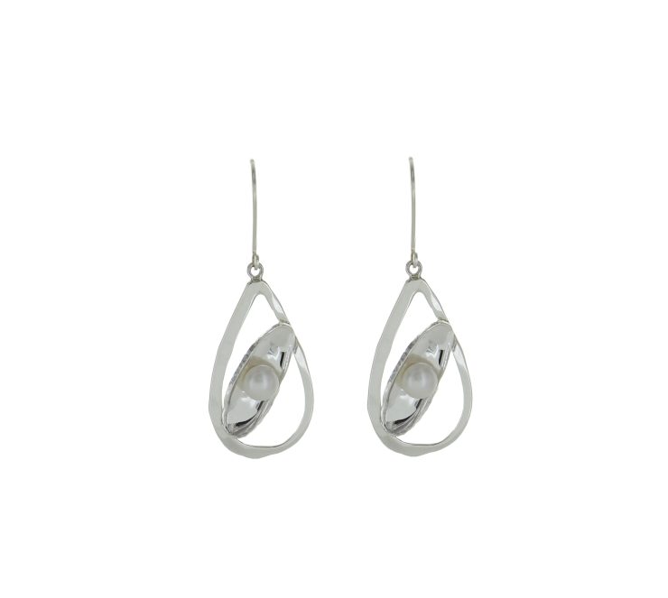 A photo of the Lever Back Mother of Pearl Drop Earrings product