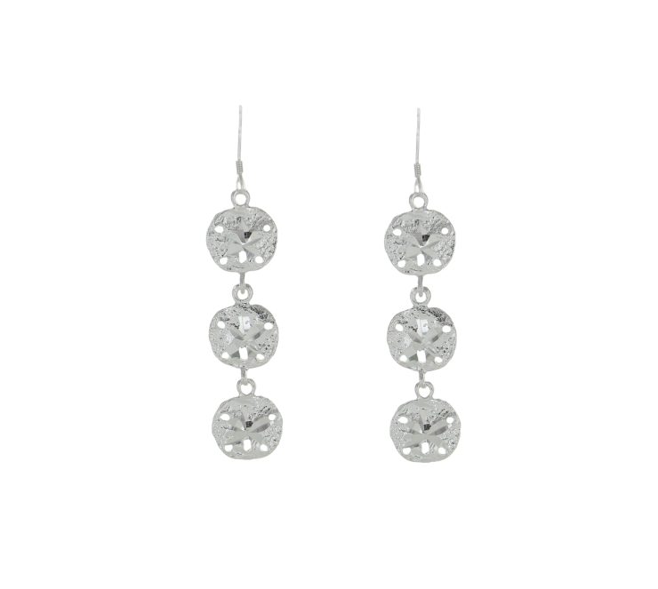 A photo of the Long Sand Dollar Earrings product