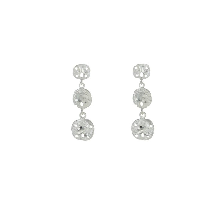 A photo of the Long Sand Dollar Earrings product