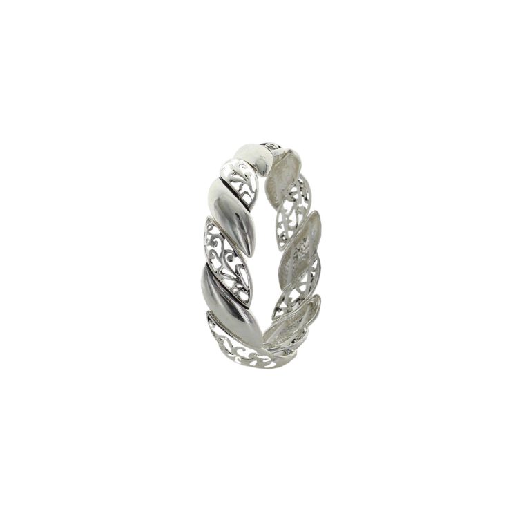 A photo of the Swirls and Scrolls Silver Bangle product