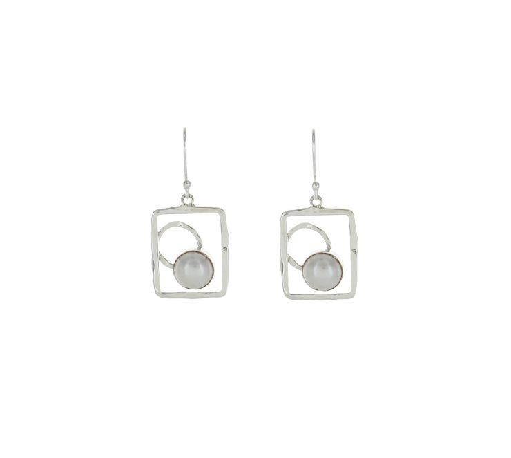 A photo of the Geometrical Mother of Pear Earrings product