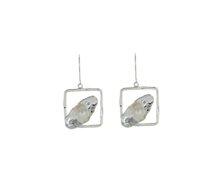A photo of the Square Lever Back Mother of Pearl Earrings product