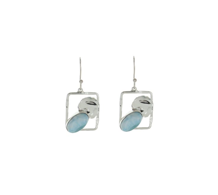 A photo of the Geometrical Sterling Silver & Turquoise Dangles product