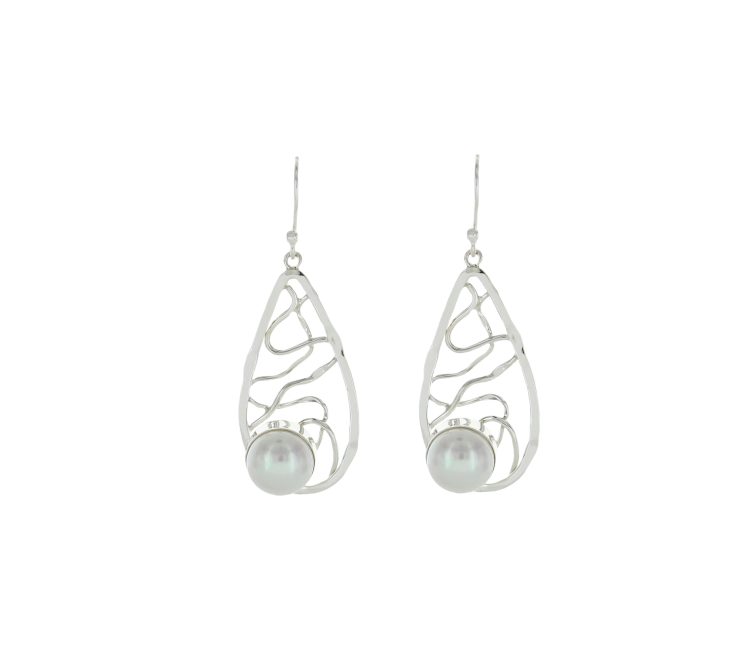 A photo of the Wire Drop Mother of Pearl Dangles product