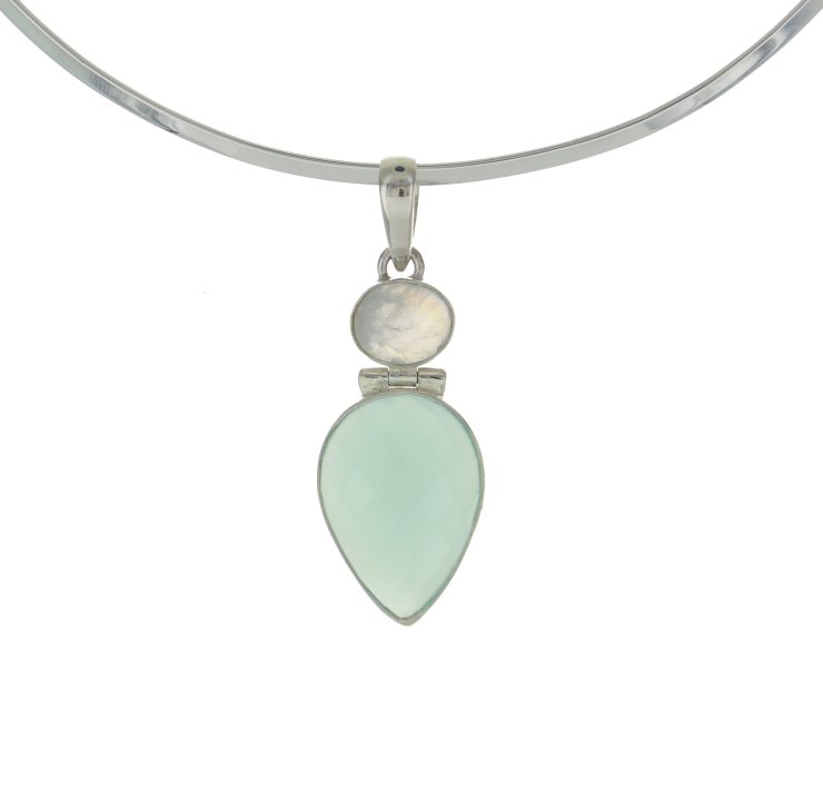 A photo of the Moon Stone & Aquamarine Sterling Silver Pendant product