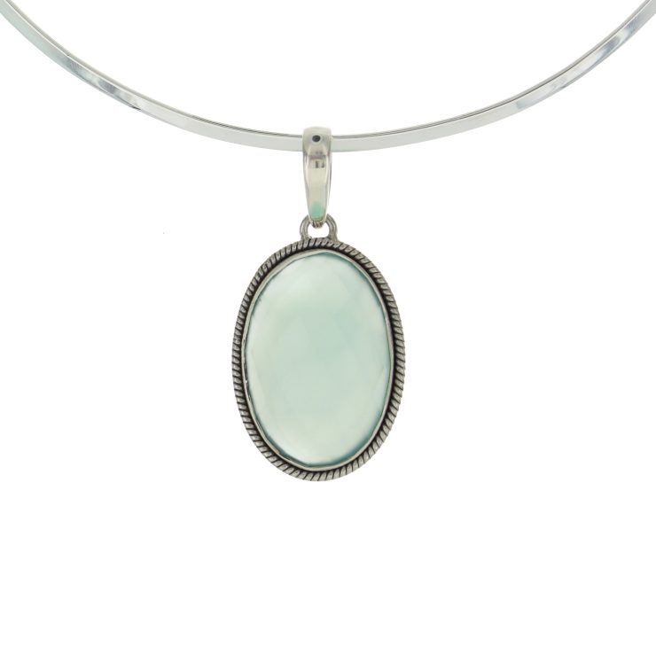 A photo of the Sterling Silver Oval Aquamarine Pendant product