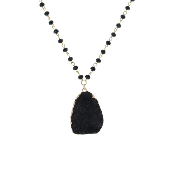A photo of the Faux Black Druzy Necklace product