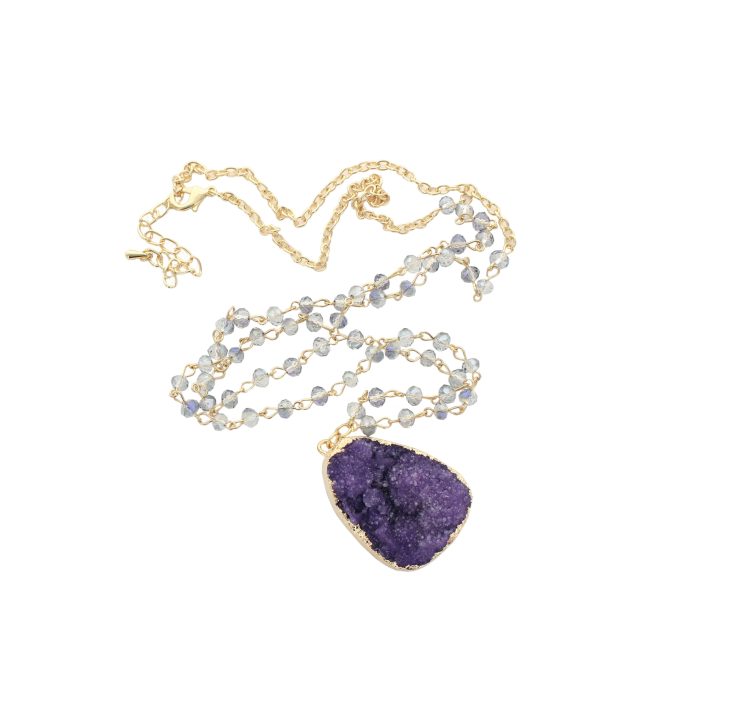 A photo of the Faux Violet Druzy Necklace product