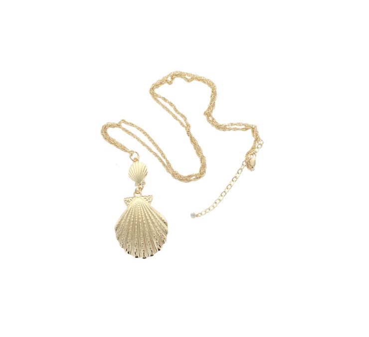 A photo of the Long Gold Scallop Necklace product