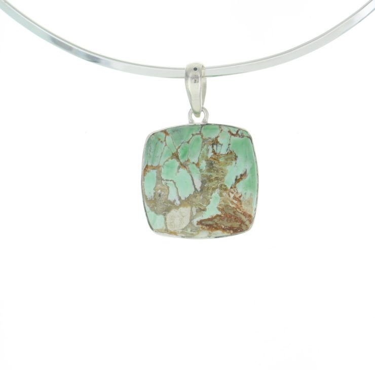 A photo of the Small Sterling Silver Green Turquoise Square Pendant product