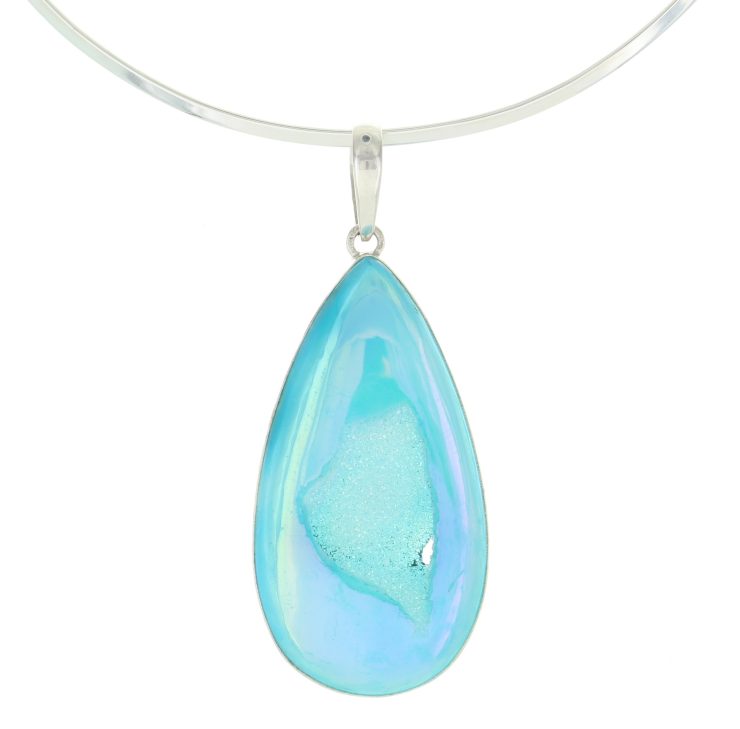 A photo of the Blue Water Drop Drusy & Sterling Silver product