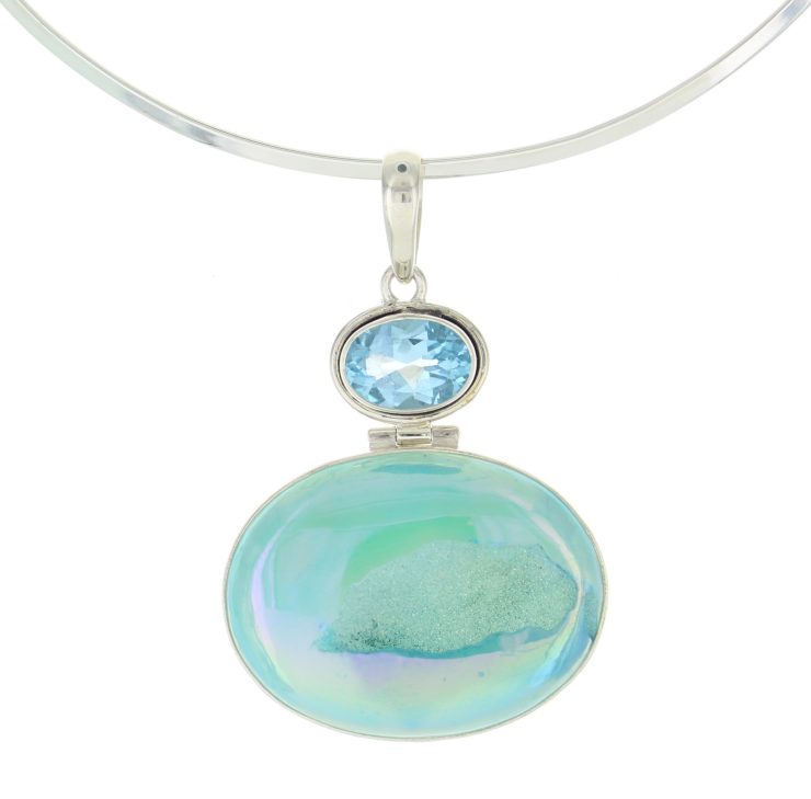 A photo of the Sky Blue Druzy And Gemstone Pendant product