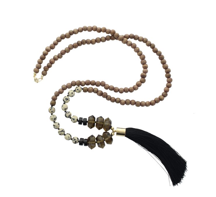 A photo of the Wood Beaded Necklace product