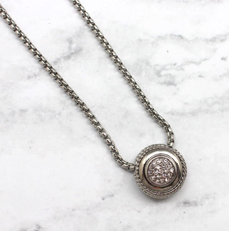 A photo of the Round Pendant Necklace With Rhinestones product