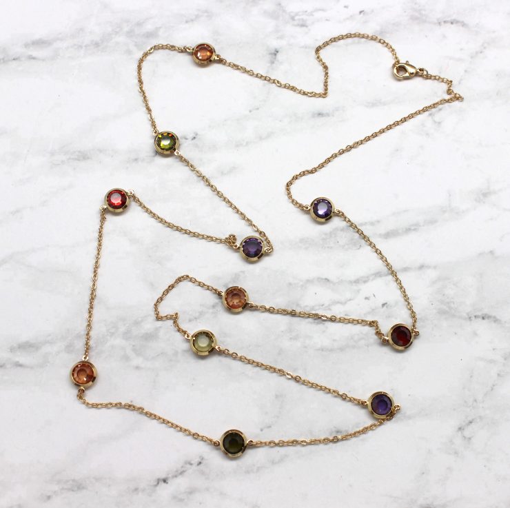 A photo of the Gold Multicolor Gems Chain product