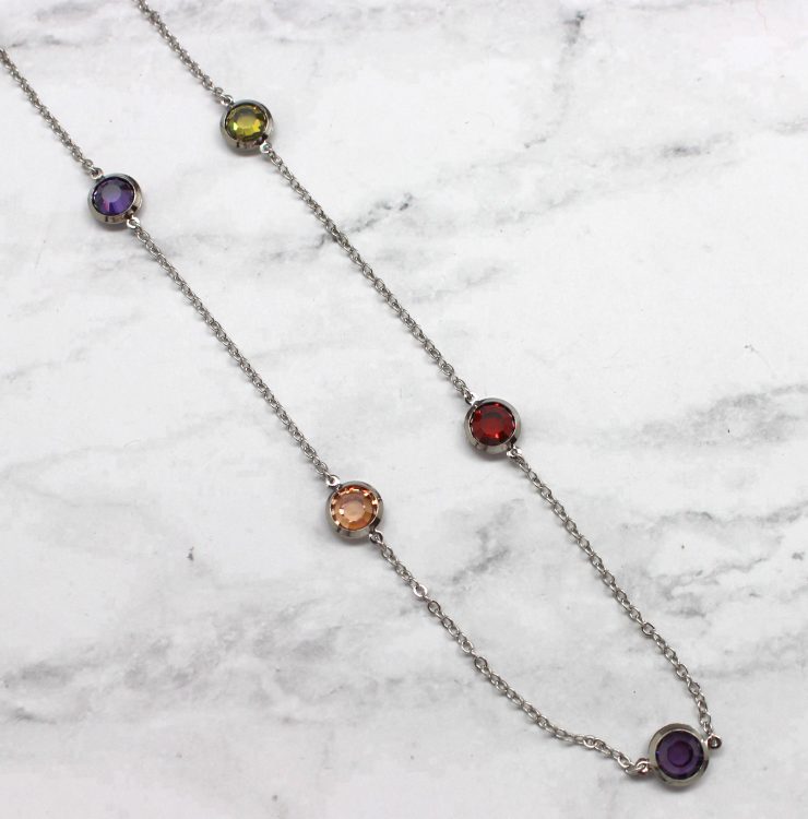 A photo of the Silver Multicolor Gems Chain product