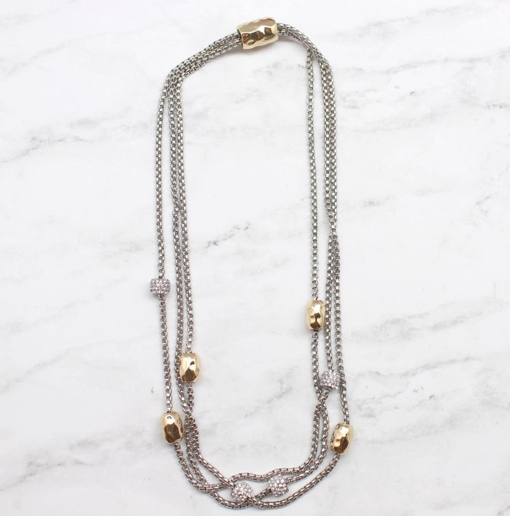 A photo of the Gold & Rhinestones Beads Necklace product