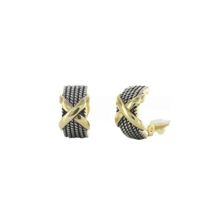 A photo of the Gold X Cable Clip-On Earrings product