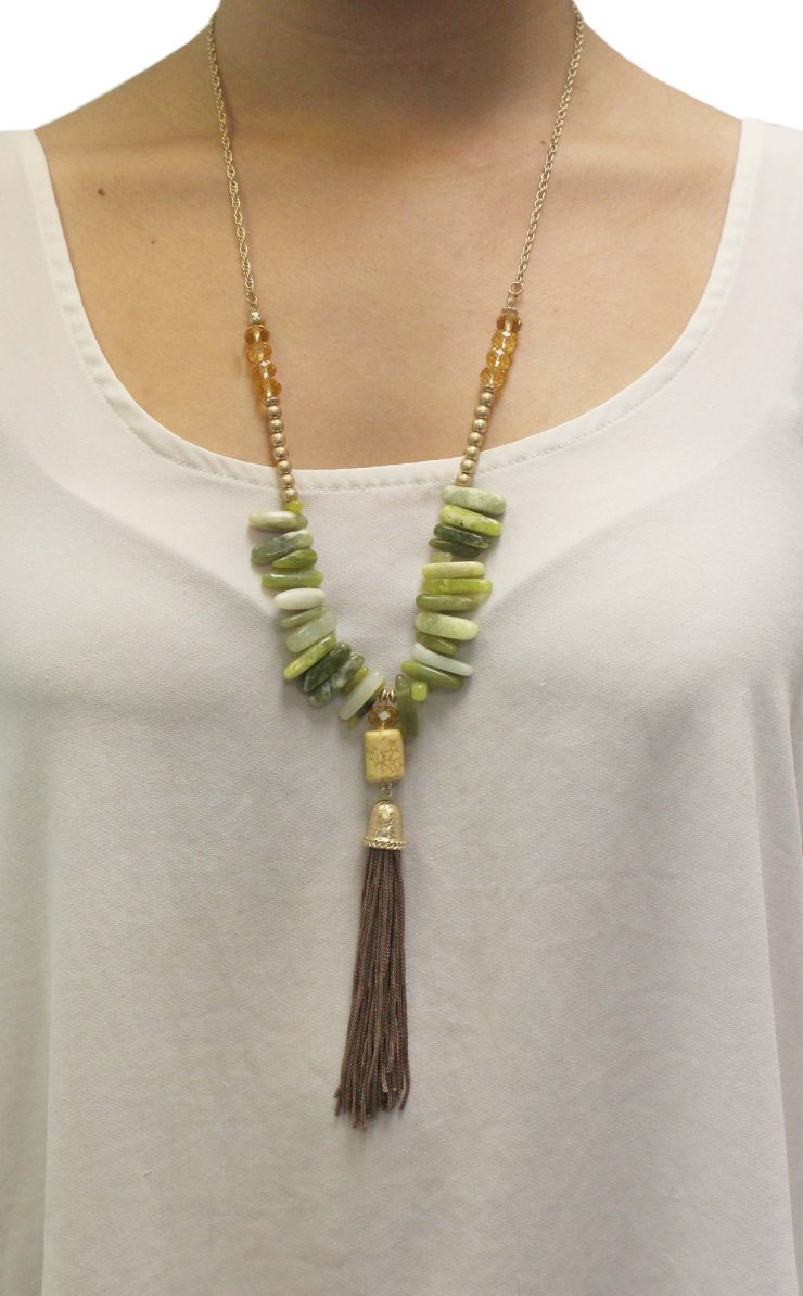 A photo of the Mesh Chain  Tassel Necklace product