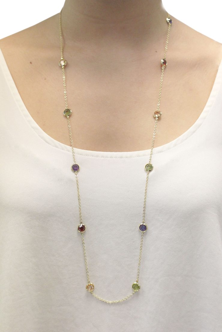 A photo of the Gold Multicolor Gems Chain product