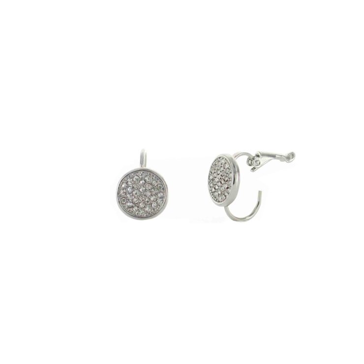 A photo of the Silver Pave Lever Back Earrings product