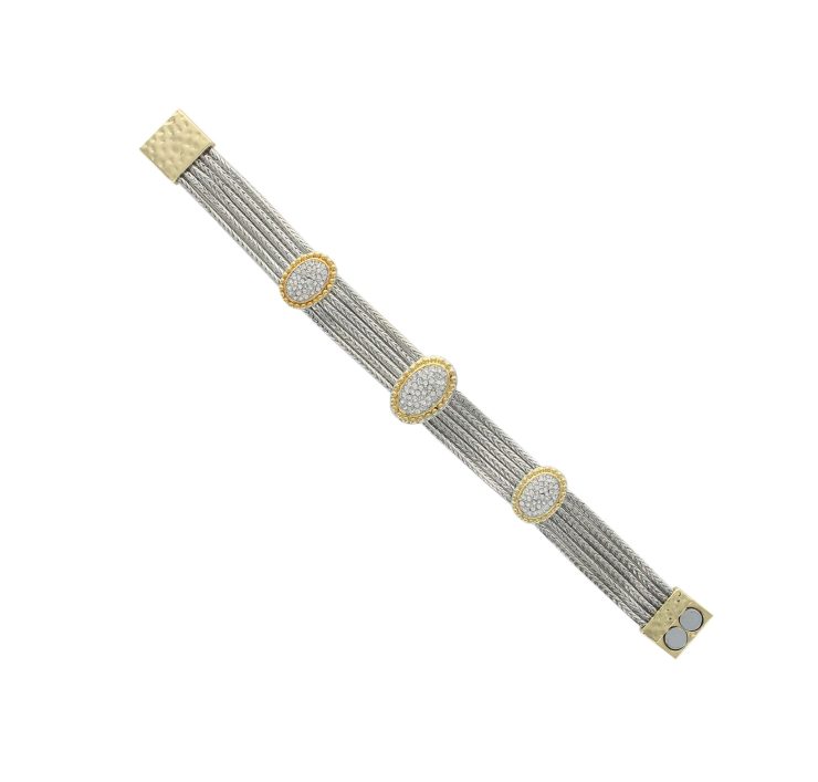 A photo of the Oval Two Tone Studs  Bracelet product