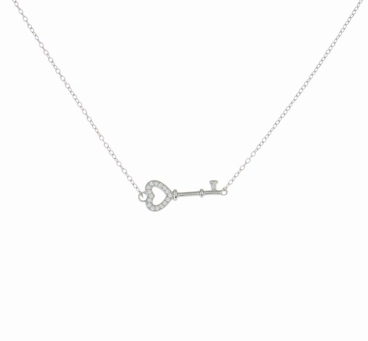 A photo of the Key To My Heart Sterling Silver Necklace product