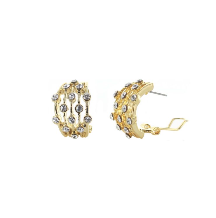 A photo of the Gold Rhinestone Lines Earrings product