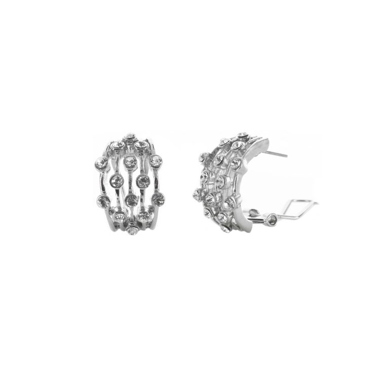 A photo of the Silver Rhinestone Lines Earrings product