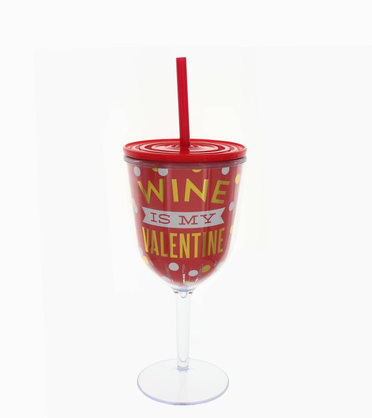 A photo of the " Wine Is My Valentine" Acrylic Cup product