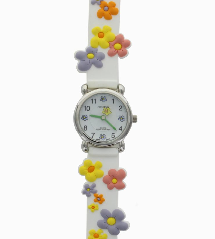 A photo of the Flower White Rubber Watch product