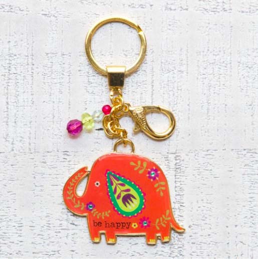 A photo of the "Be happy" Elephant Key Chian product