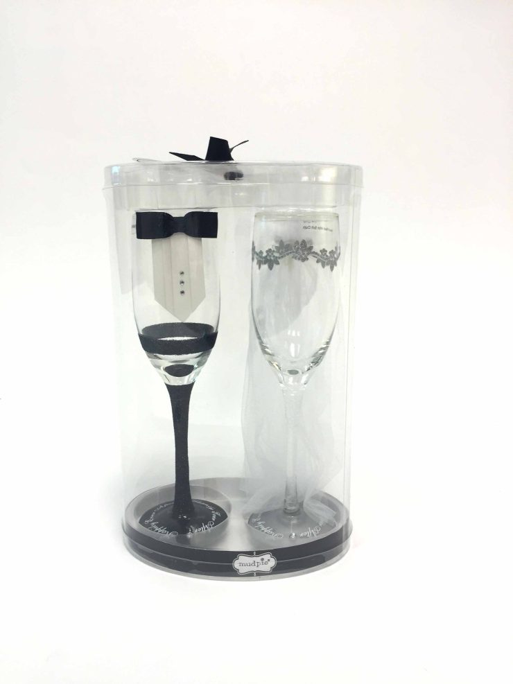 A photo of the Bride & Groom Champagne Glass Set product