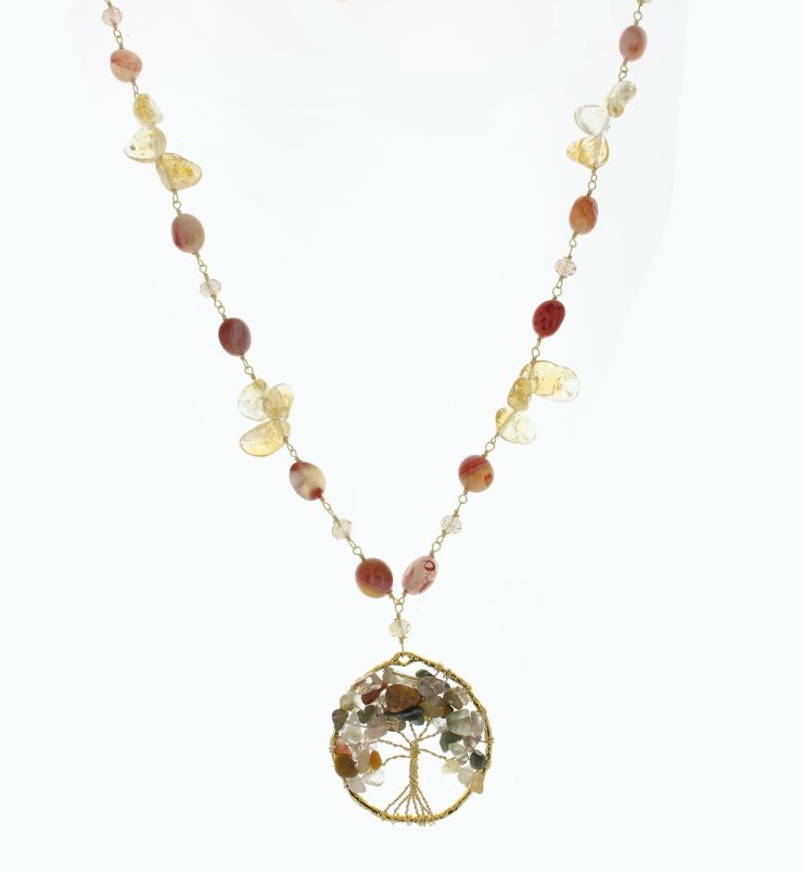 A photo of the Multi Color Tree Of Life Necklace product