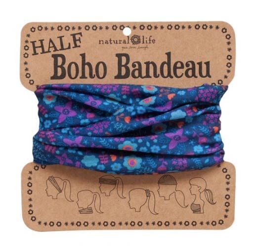 A photo of the Navy and Purple Floral Half Boho Bandeau product