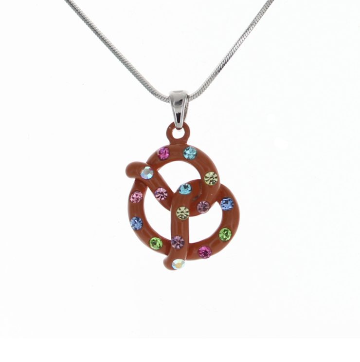 A photo of the Rhinestone Pretzel Necklace product