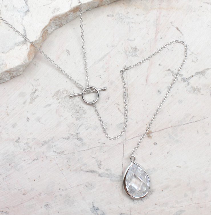 A photo of the Long Crystal Necklace product