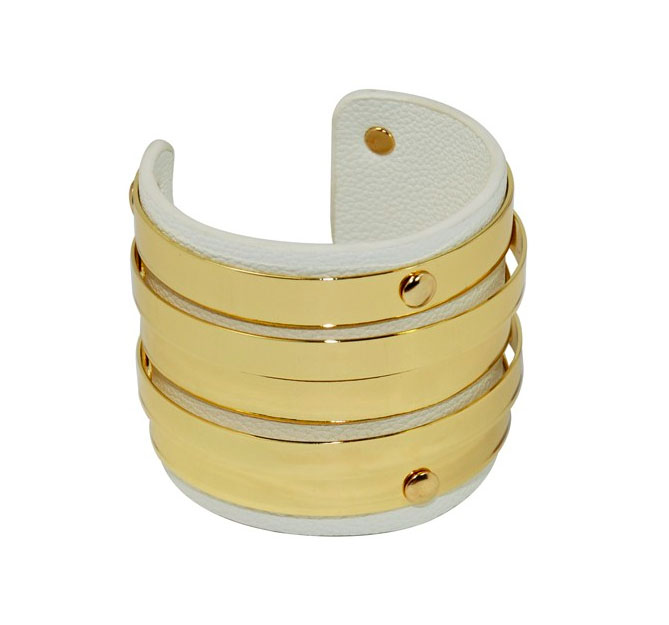 A photo of the Gold Bangles Leather Cuff product