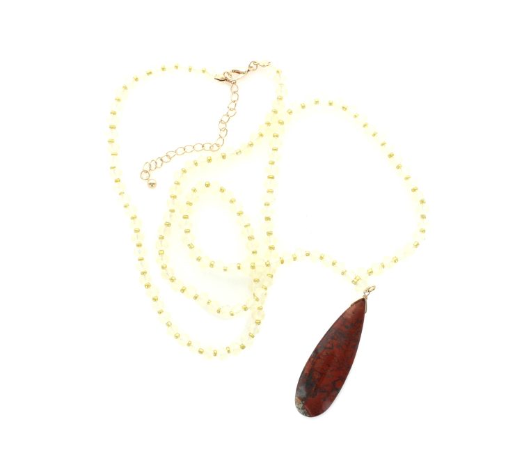 A photo of the Oval Drop Beaded Necklace product