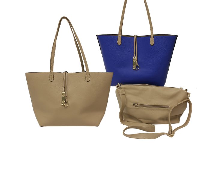A photo of the Blue & Beige Reversible Tote product