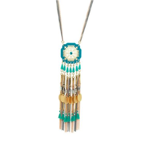A photo of the Turquoise Pendant Tassel Necklace product
