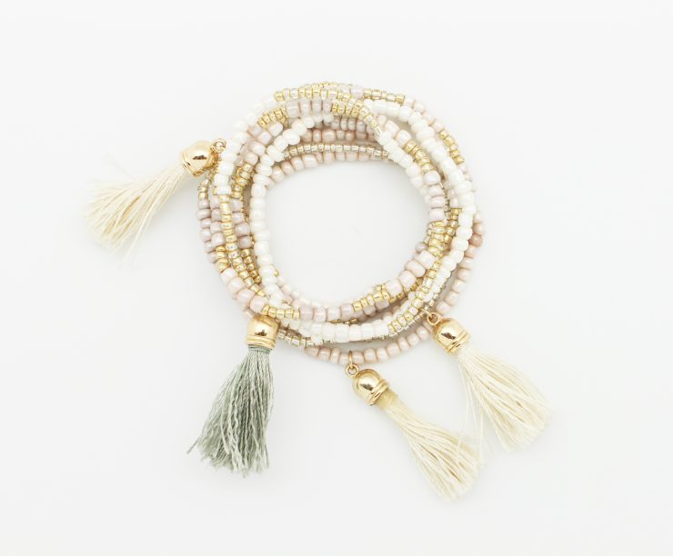 A photo of the Beads & Tassels Bracelets Set product