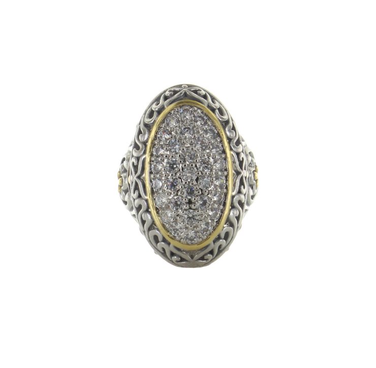 A photo of the Oval Scroll Rhinestone Ring product