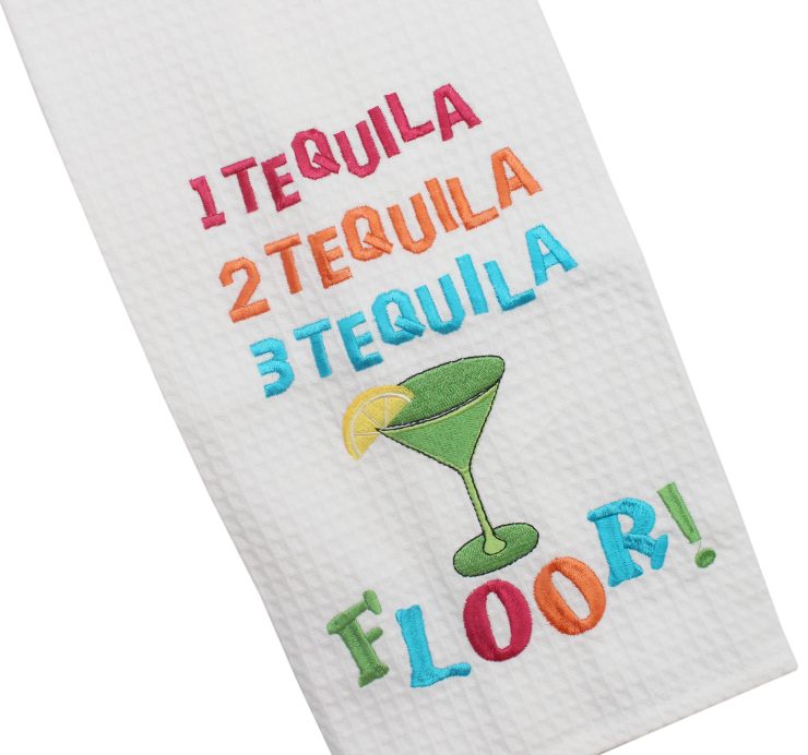 A photo of the "Will Trade Husband For Wine" Kitchen Towel product