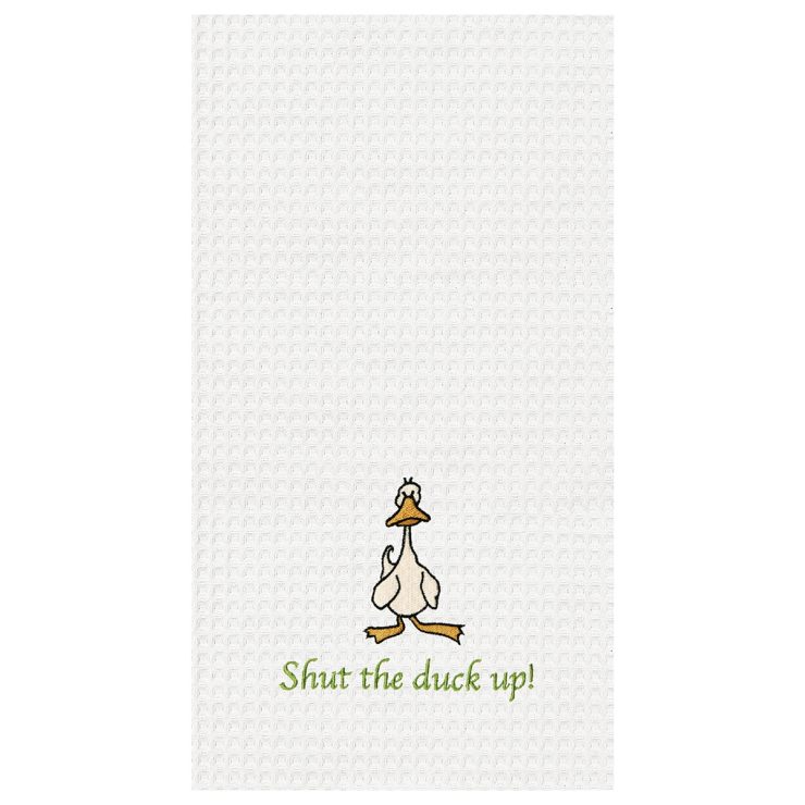 A photo of the "Shut The Duck Up" Kitchen Towel product