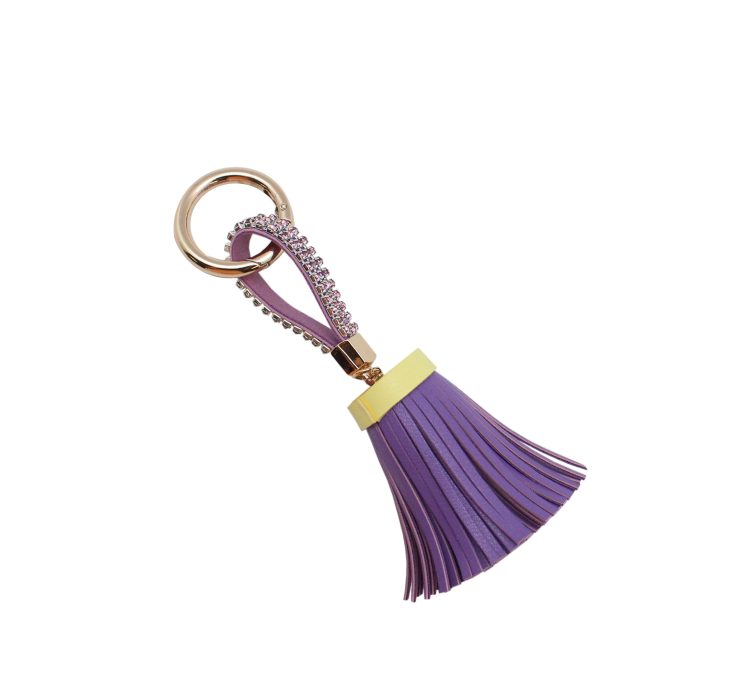 A photo of the Rhinestone Leather Tassel Keychain product
