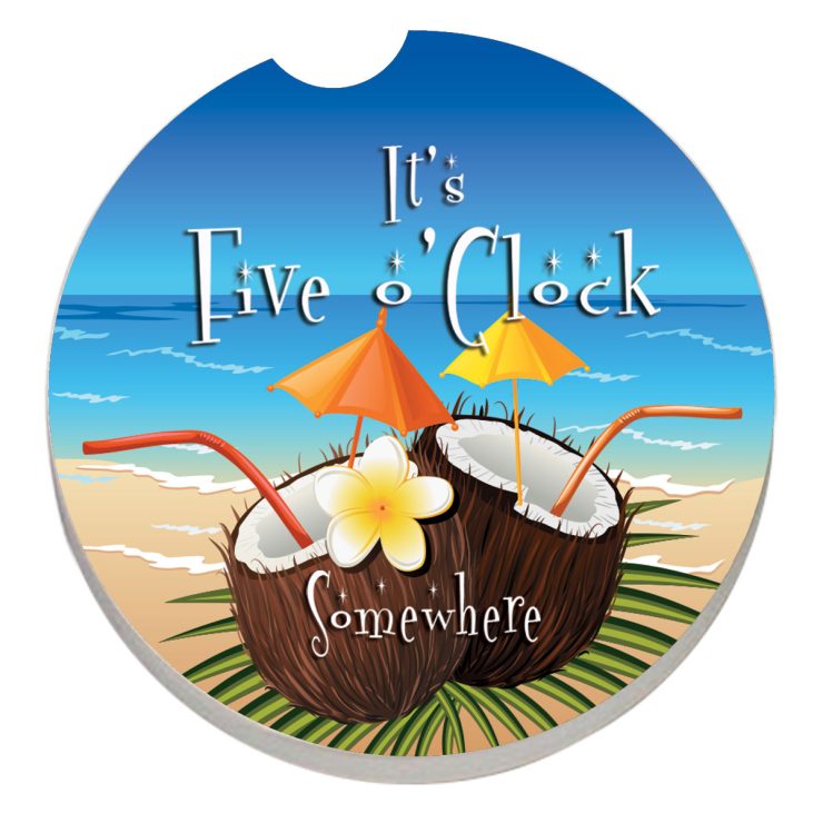 A photo of the Five O'clock Coconuts Car Coaster product