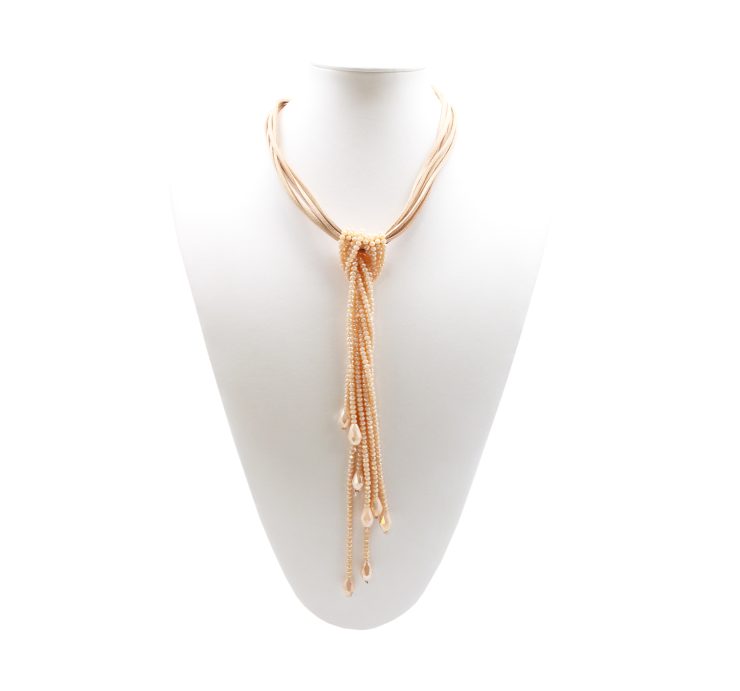 A photo of the Long Beaded Knot Necklace product